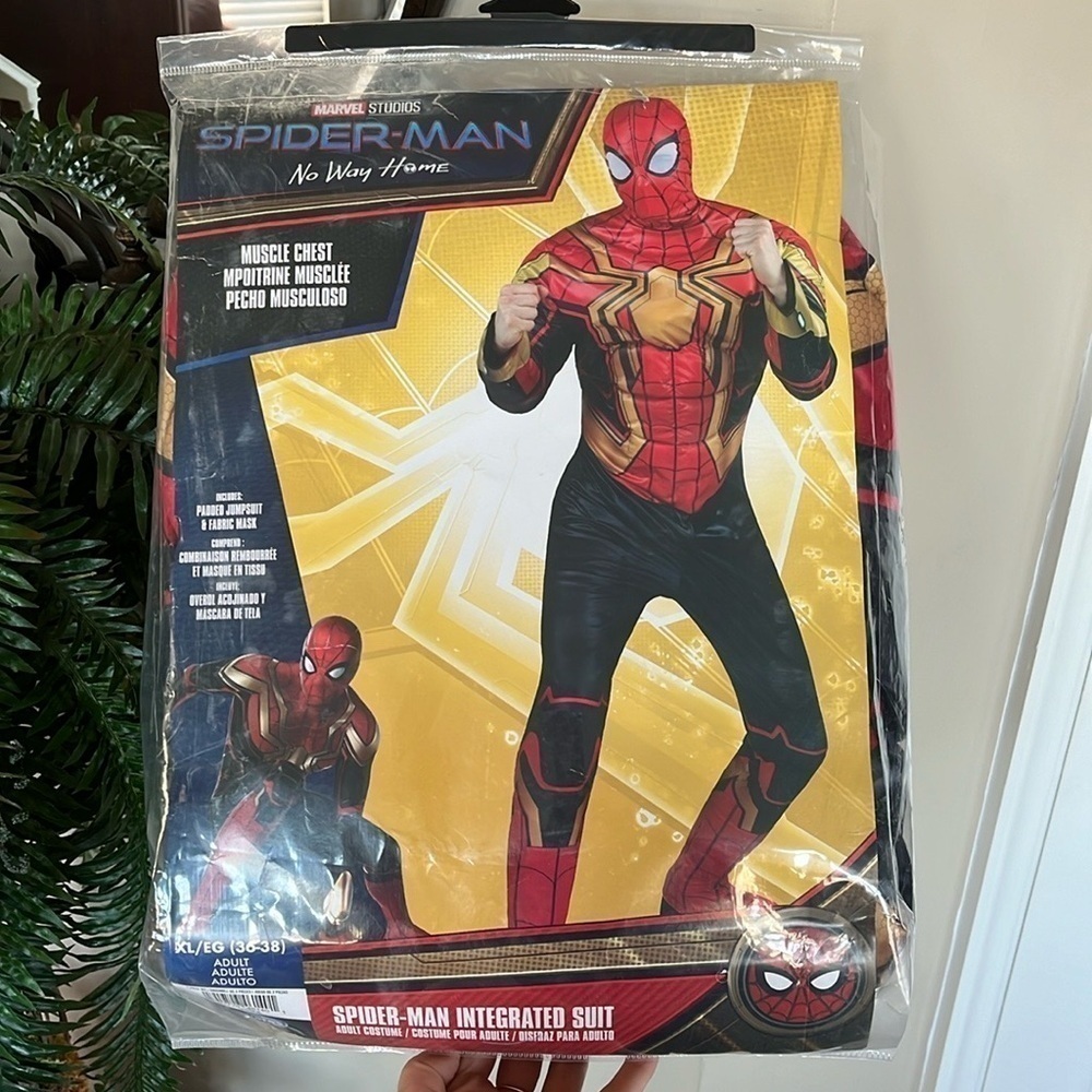 Brand New Spider-Man Halloween Costume Padded Muscle Chest Jumpsuit Fabric Mask
